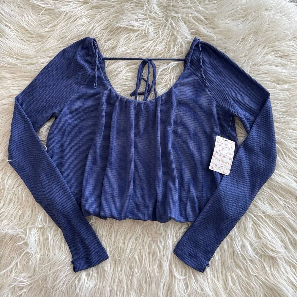Free People We The Free Bondi Thermal Long Sleeve Top True Blue Size XS